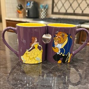 Disney Beauty and the Beast Purple and Yellow Mug Pair